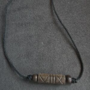 Handmade Wooden Bead Cord Necklace in Dark Brown